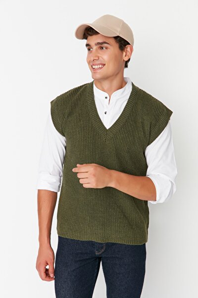 Sweater Vest - Khaki - Regular fit
