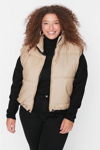 Plus Size Vest - Beige - Basic