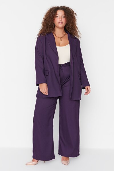 Plus Size Pants - Purple - Wide leg
