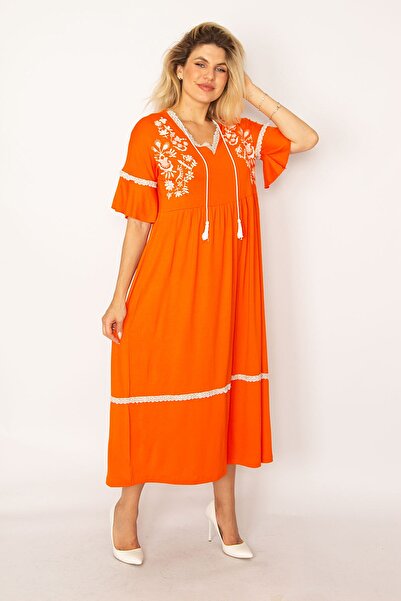 Plus Size Dress - Orange - Basic