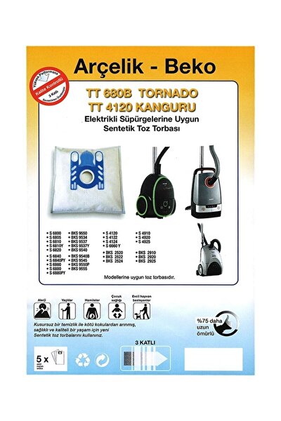 arcelik beko tornado s 4910 uyumlu supurge bez toz torbasi 5 adet fiyati yorumlari trendyol