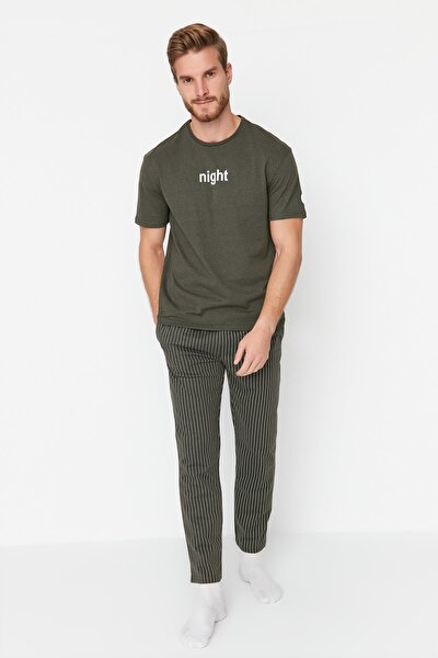 Pajama Set - Khaki - With Slogan