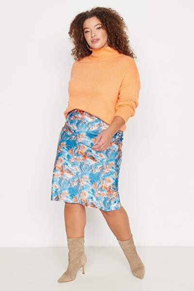 Plus Size Skirt - Multi-color - Midi