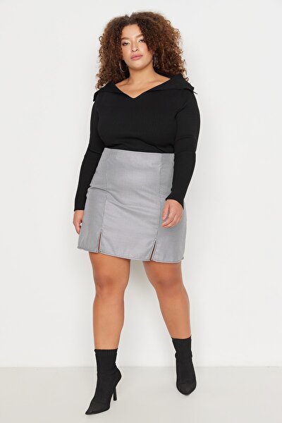 Plus Size Skirt - Gray - Mini