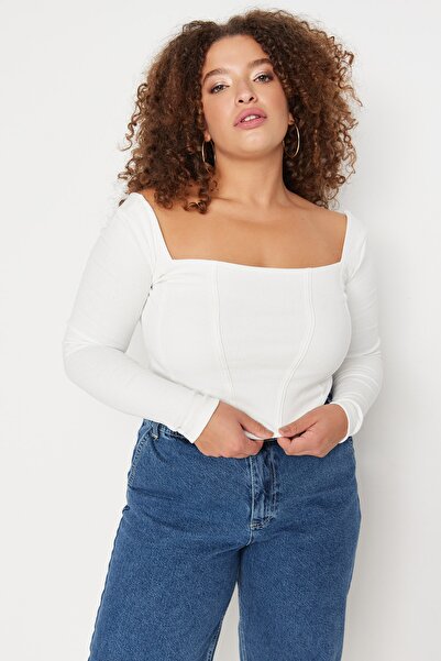 Plus Size Blouse - Ecru - Fitted