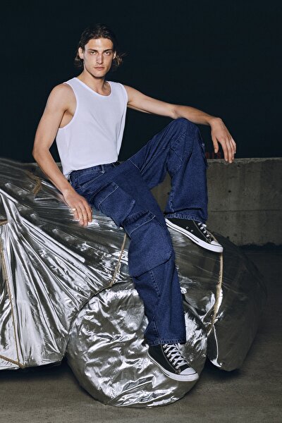 Jeans - Navy blue - Loose