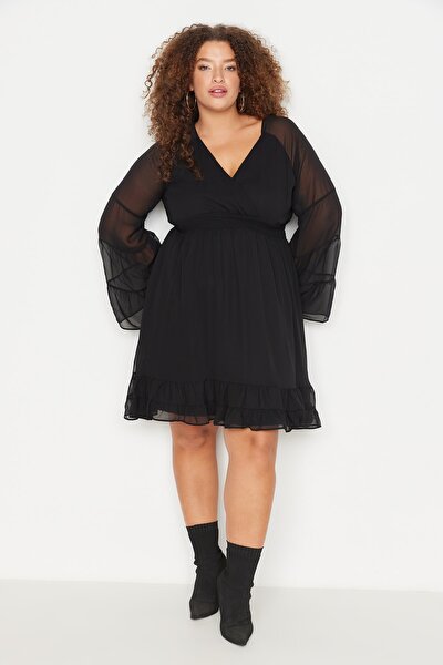 Plus Size Dress - Black - Skater