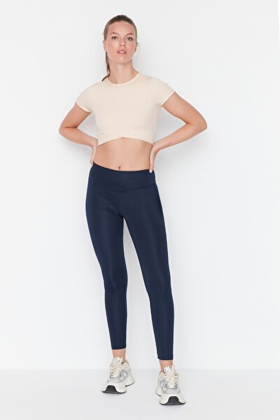 Sport-Leggings - Dunkelblau - Hoher Bund