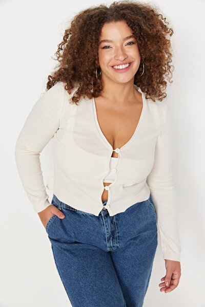 Plus Size Cardigan - Ecru - Regular fit