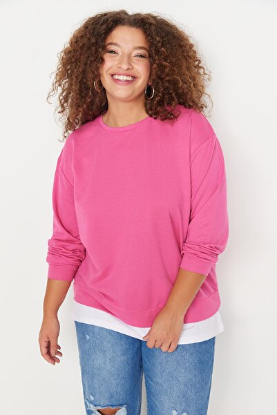 Plus Size Sweatshirt - Pink - Oversize