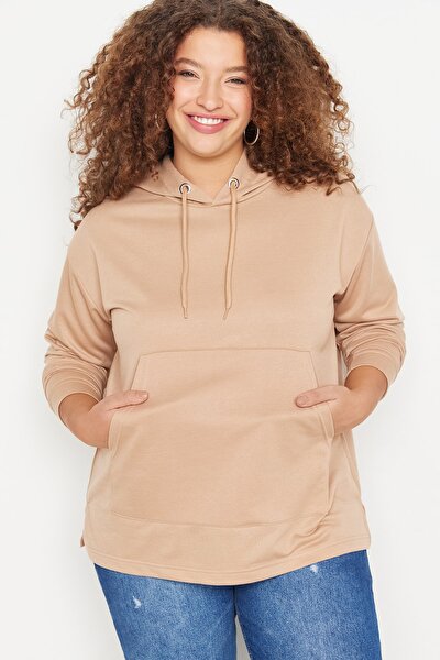 Plus Size Sweatshirt - Beige - Oversize