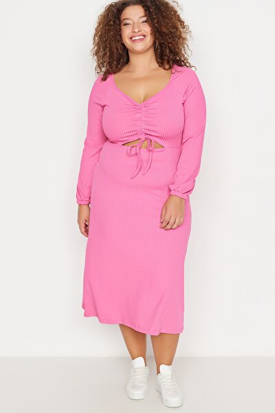 Plus Size Dress - Pink - A-line