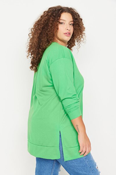 Plus Size Sweatshirt - Green - Regular fit