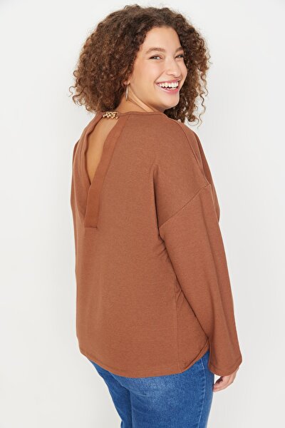 Plus Size Sweatshirt - Brown - Regular
