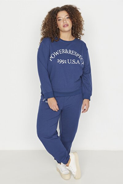 Plus Size Sweatsuit Set - Navy blue - Oversize