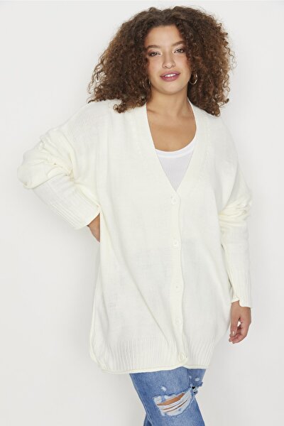 Plus Size Cardigan - Ecru - Relaxed fit