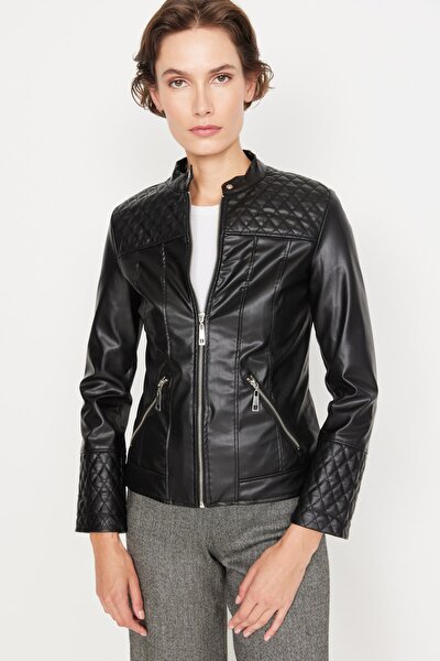 Trendyol Collection Winter Jacket - Black - Biker jackets - Trendyol