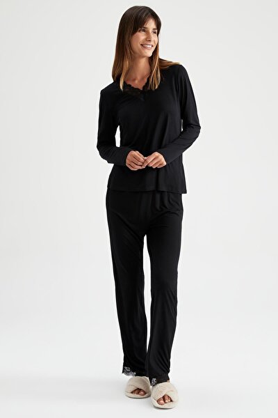 Pajama Set - Black - Plain