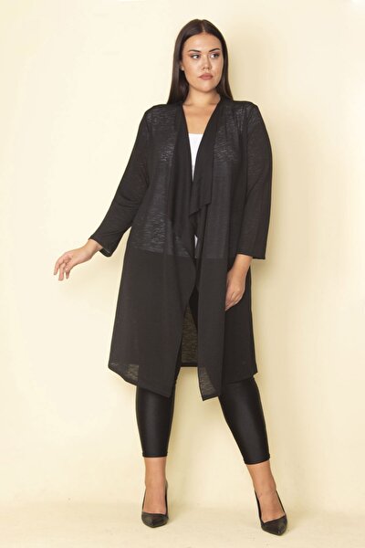 Plus Size Cardigan - Black - Relaxed