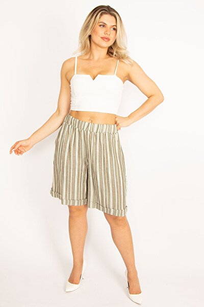 Plus Size Shorts & Bermuda - Khaki - Normal Waist