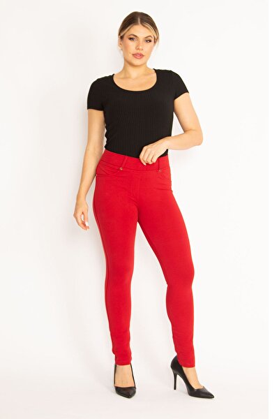 Plus Size Leggings - Red - Normal Waist