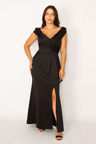 Plus Size Evening Dress - Black - Basic