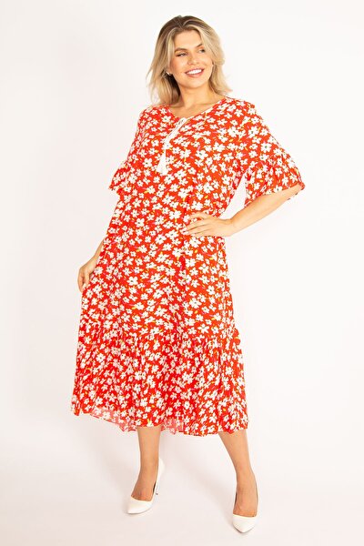 Plus Size Dress - Red - Basic