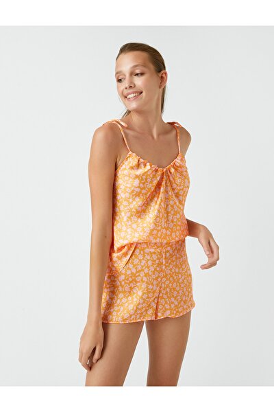 Pyjamaoberteil - Orange - Unifarben