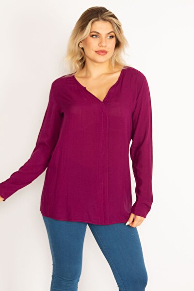 Plus Size Blouse - Purple - Relaxed fit