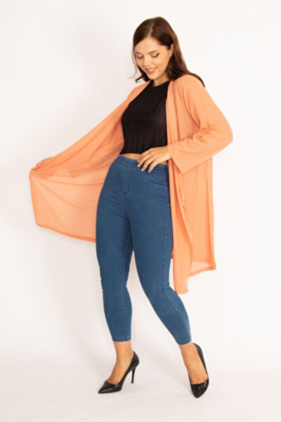 Plus Size Cardigan - Orange - Relaxed fit