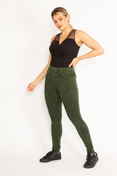 Plus Size Leggings - Green - Normal Waist