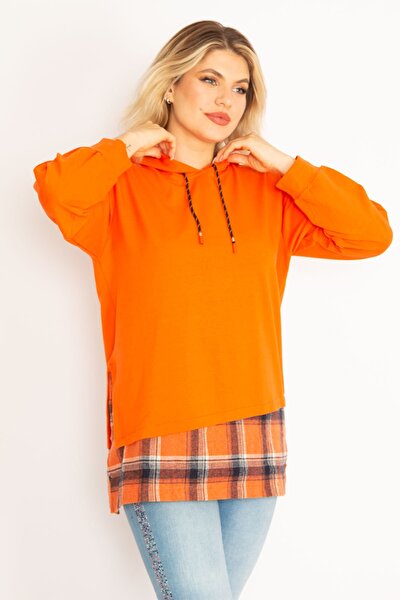 Plus Size Sweatshirt - Orange - Relaxed