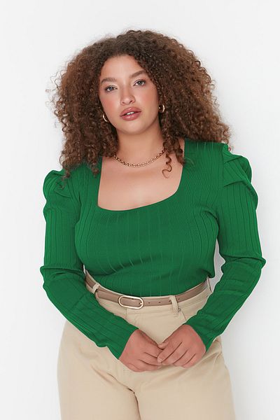 Plus Size Blouse - Green - Slim fit