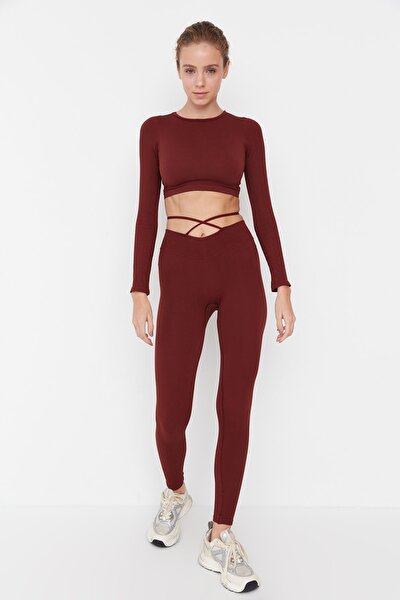 Sport-Leggings - Braun - Hoher Bund