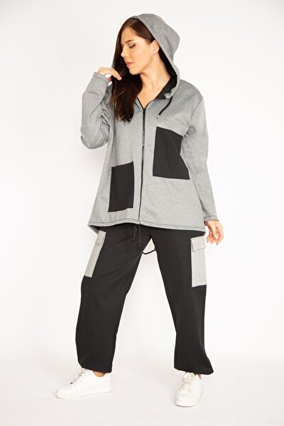 Plus Size Sweatsuit Set - Gray - Relaxed fit