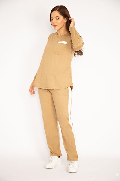 Plus Size Sweatsuit Set - Brown - Regular fit
