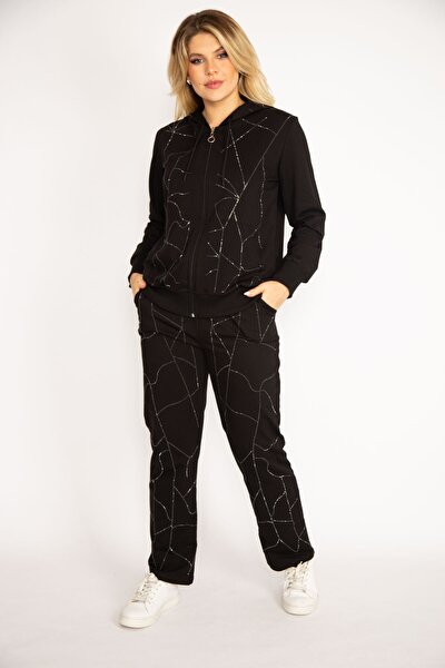 Plus Size Sweatsuit Set - Black - Regular fit