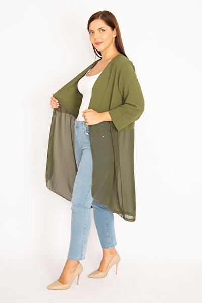 Plus Size Cardigan - Khaki - Relaxed fit