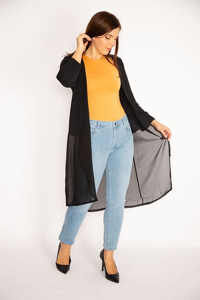 Plus Size Cardigan - Black - Relaxed fit