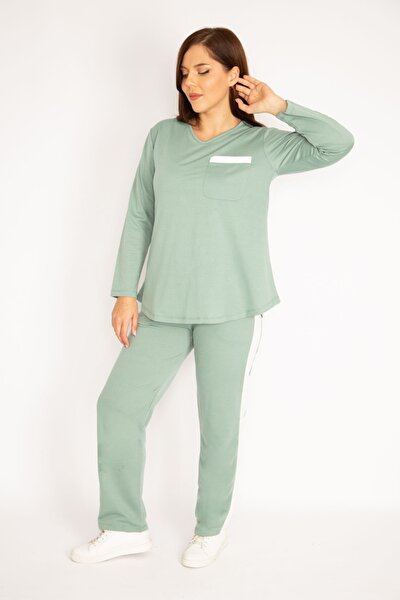 Plus Size Sweatsuit Set - Green - Regular fit