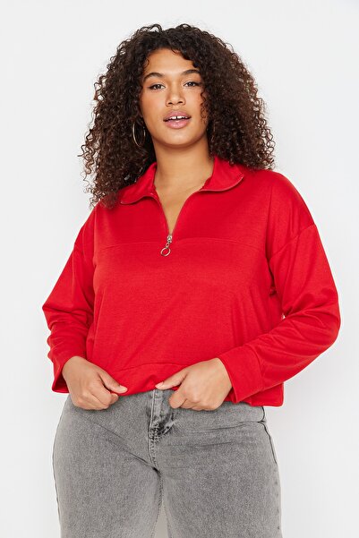 Plus Size Sweatshirt - Red - Regular fit