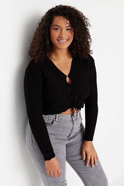Plus Size Cardigan - Black - Fitted