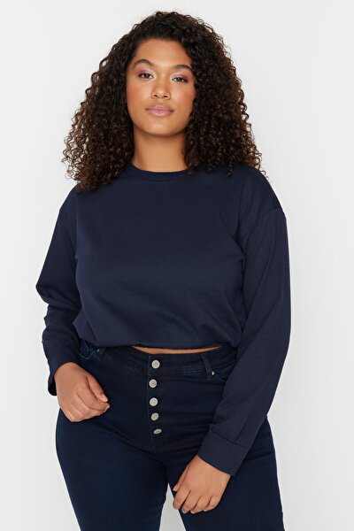 Plus Size Sweatshirt - Navy blue - Fitted