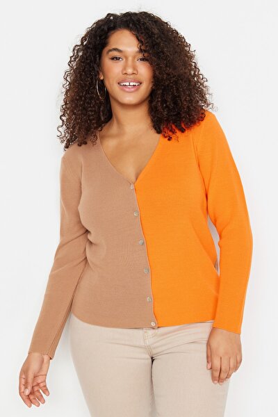 Plus Size Cardigan - Orange - Regular fit