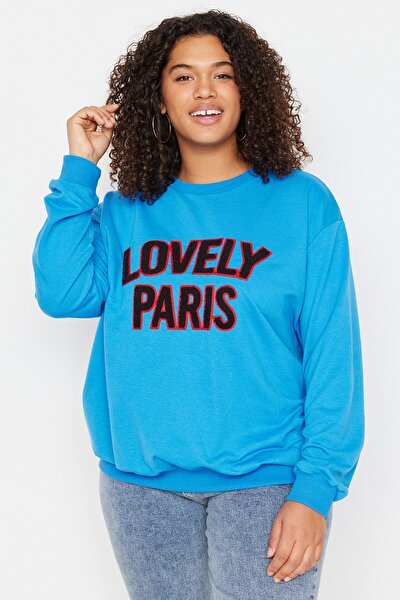Plus Size Sweatshirt - Blue - Oversize