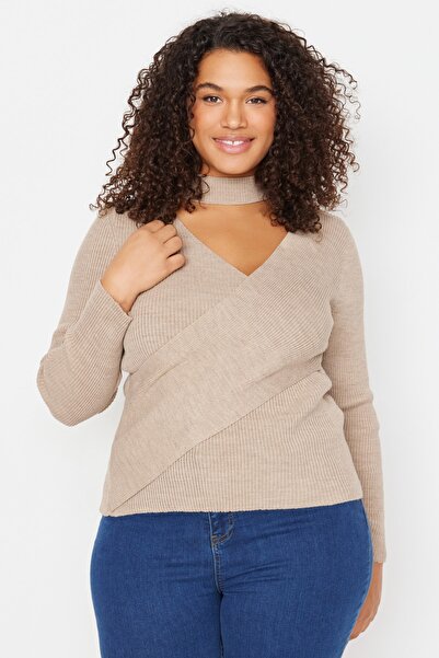 Plus Size Sweater - Brown - Slim fit