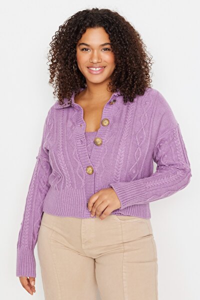 Plus Size Cardigan - Purple - Regular fit