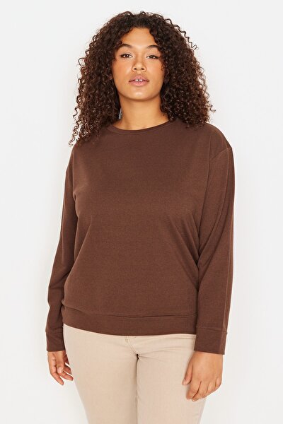 Plus Size Sweatshirt - Brown - Regular fit