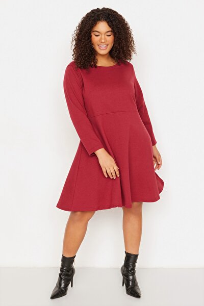 Plus Size Dress - Burgundy - A-line