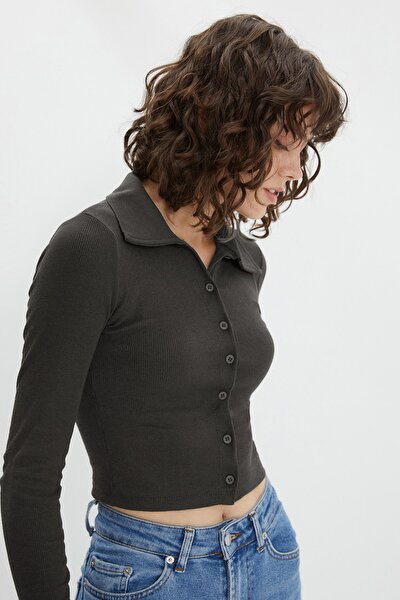 Blouse - Brown - Slim fit